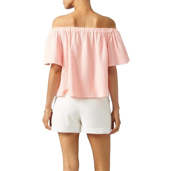 NWT Rebecca Taylor Peach Off the Shoulder Gauze Top Size 8 - Picture 2 of 11